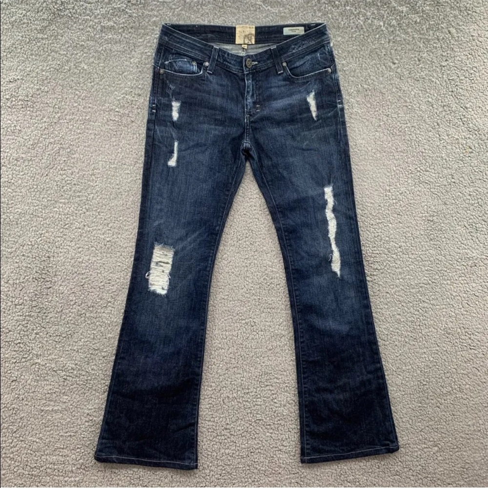 Dylan&George Alexandra Flare Y2K Vintage Low Rise Women Jeans Blue Distressed 26 - Picture 1 of 11